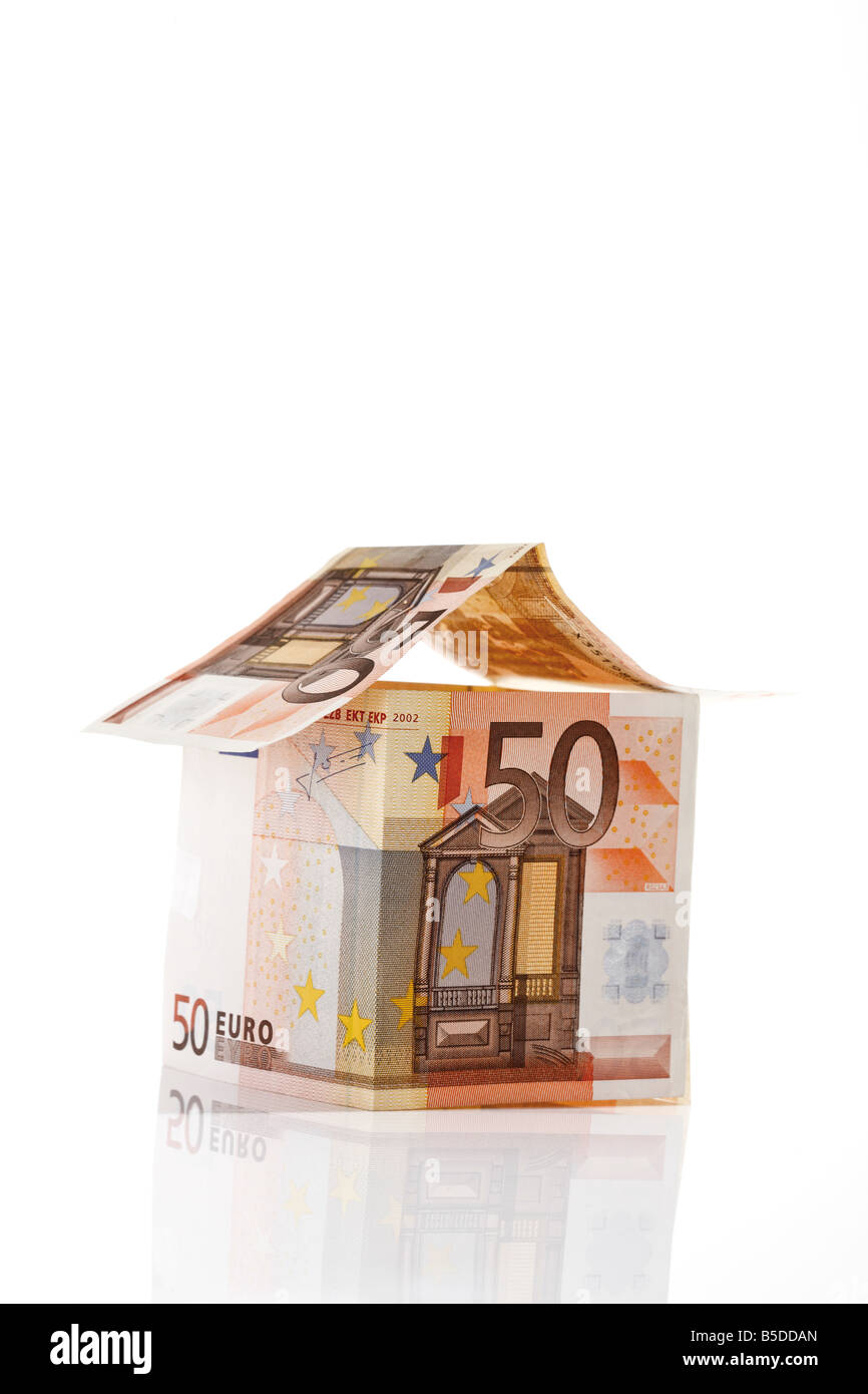 Casa singola realizzato da le banconote in euro Foto Stock