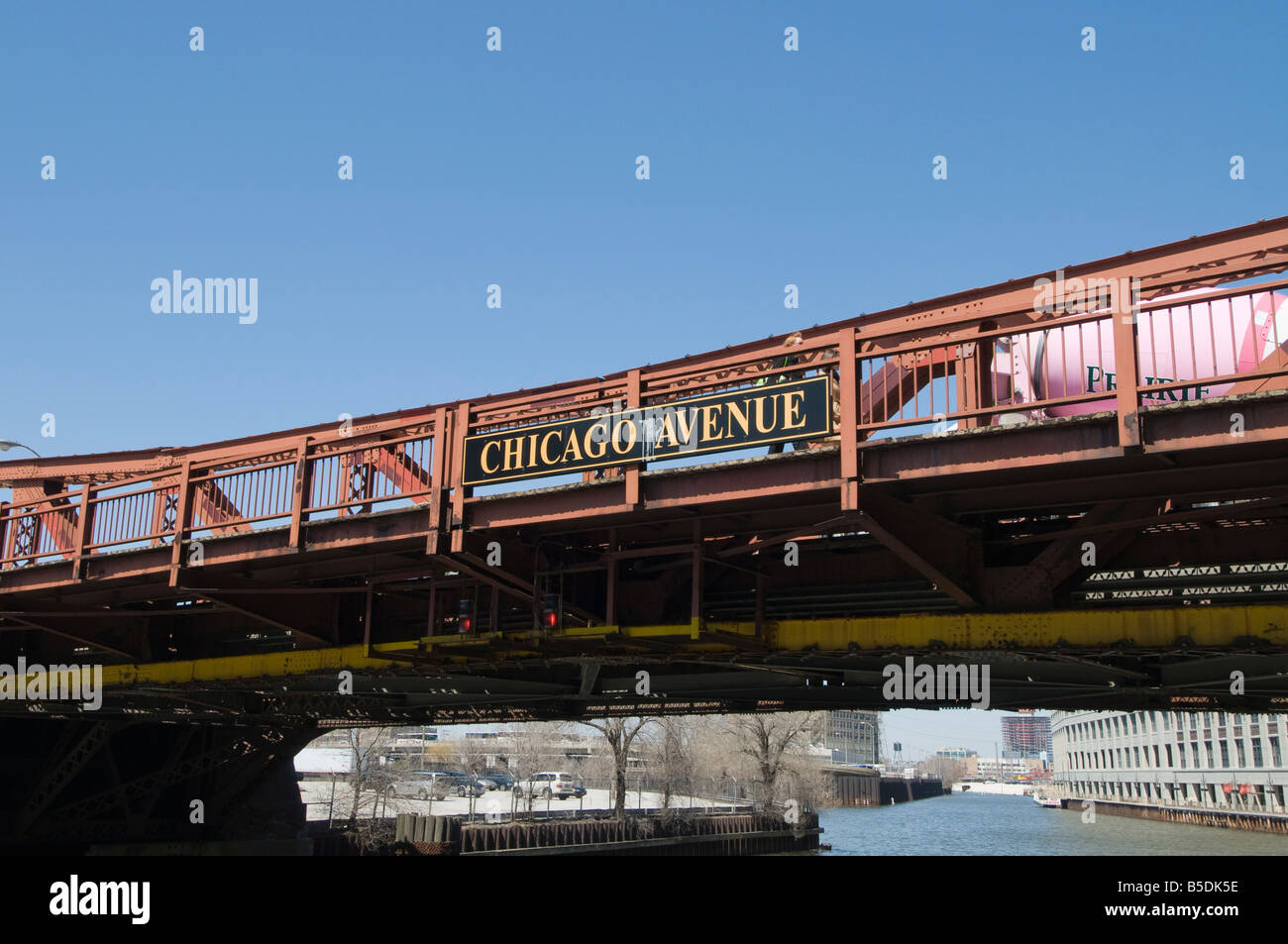 Ponte sul Fiume di Chicago, Chicago, Illinois, USA, America del Nord Foto Stock