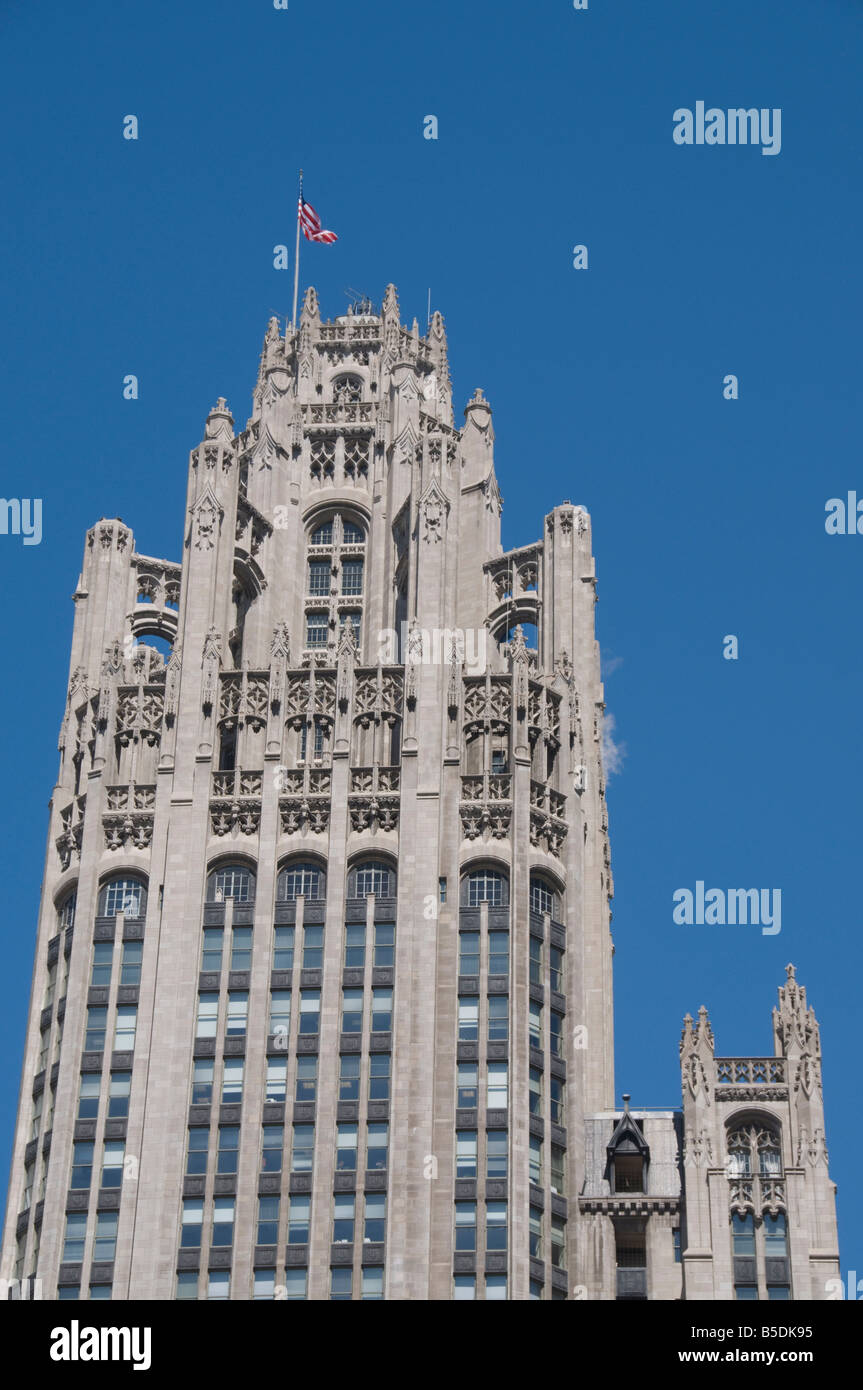 La Tribune Tower Building, Chicago, Illinois, USA, America del Nord Foto Stock