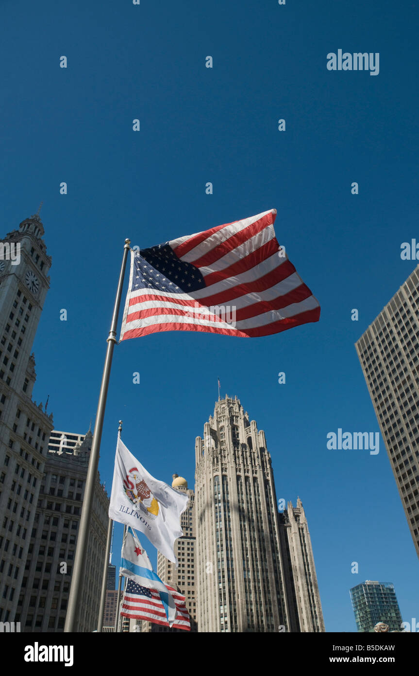 La Tribune Tower Building, Chicago, Illinois, Stati Uniti d'America Foto Stock