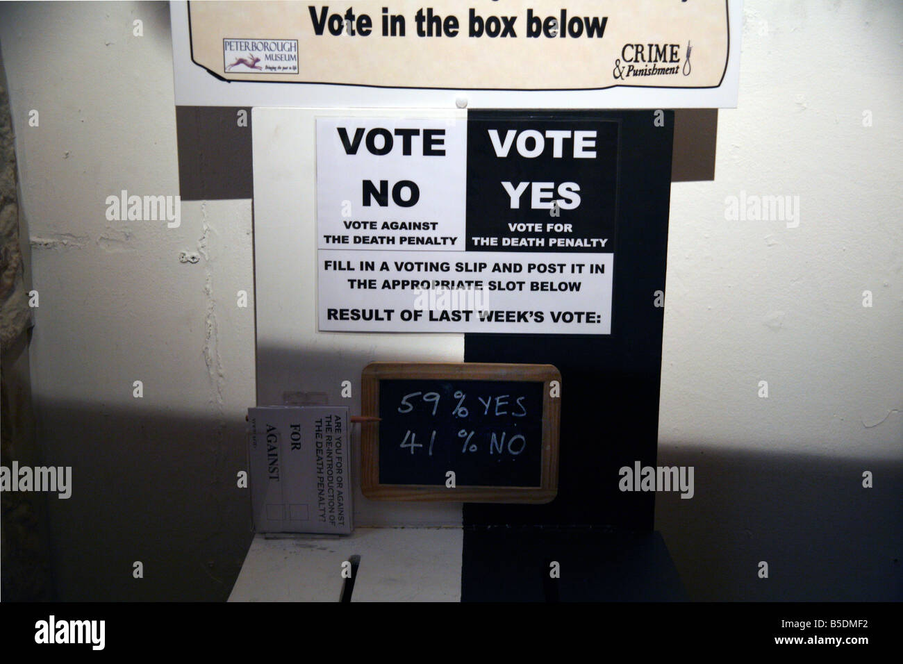 Maggior parte dei visitatori di Peterborough Museum sono a favore di riportare la pena di morte Foto Stock