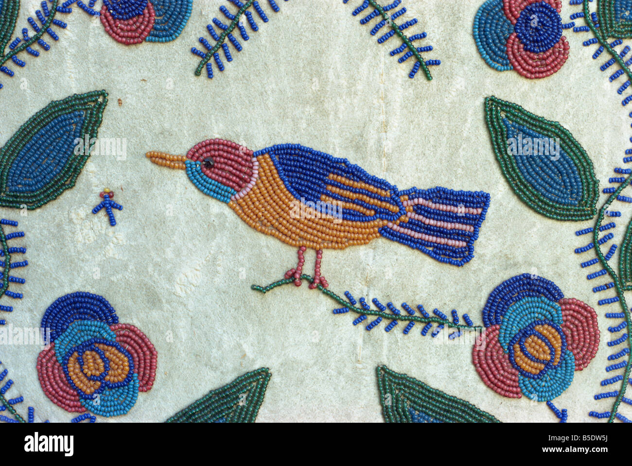 Dettaglio dei Nez Perce beadwork culla di bordo, Olympia State Capitol Museum, Washingon stato, STATI UNITI D'AMERICA Foto Stock