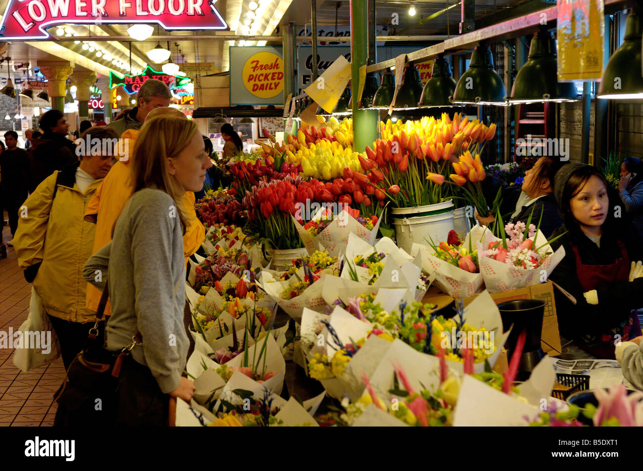 Il Pike Market, Seattle, nello Stato di Washington, USA, America del Nord Foto Stock