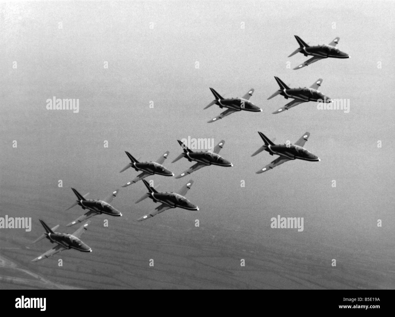 Le frecce rosse RAF team display visto qui in til Apollo formatiom. Il team sono stati riconosciuti come i migliori al mondo. Maggio 1980 Foto Stock