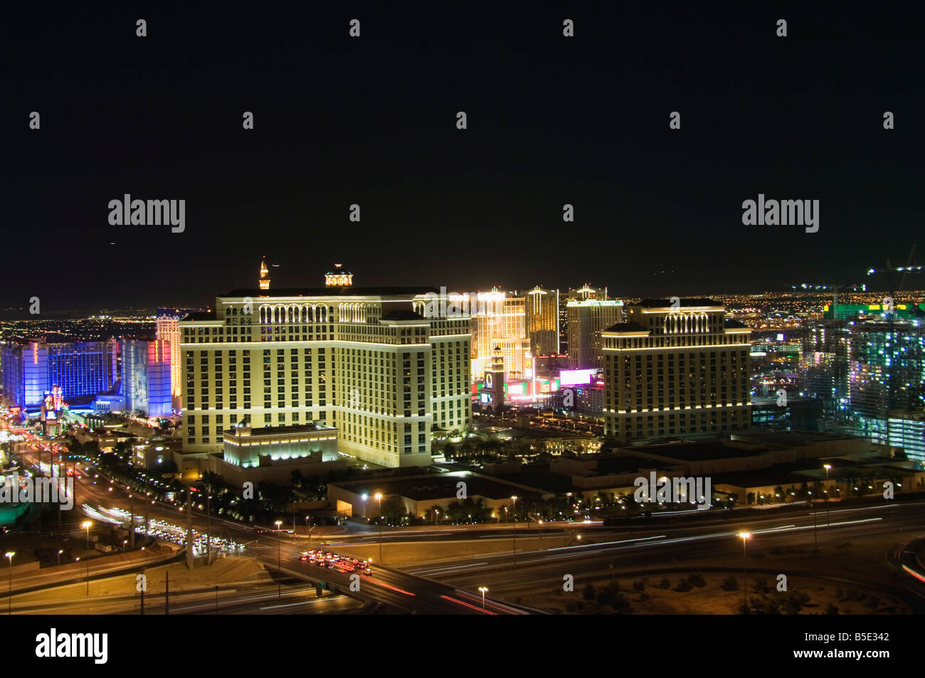 Vista della Strip di Las Vegas da Voodo Bar in Rio Hotel di Las Vegas, Nevada, USA, America del Nord Foto Stock