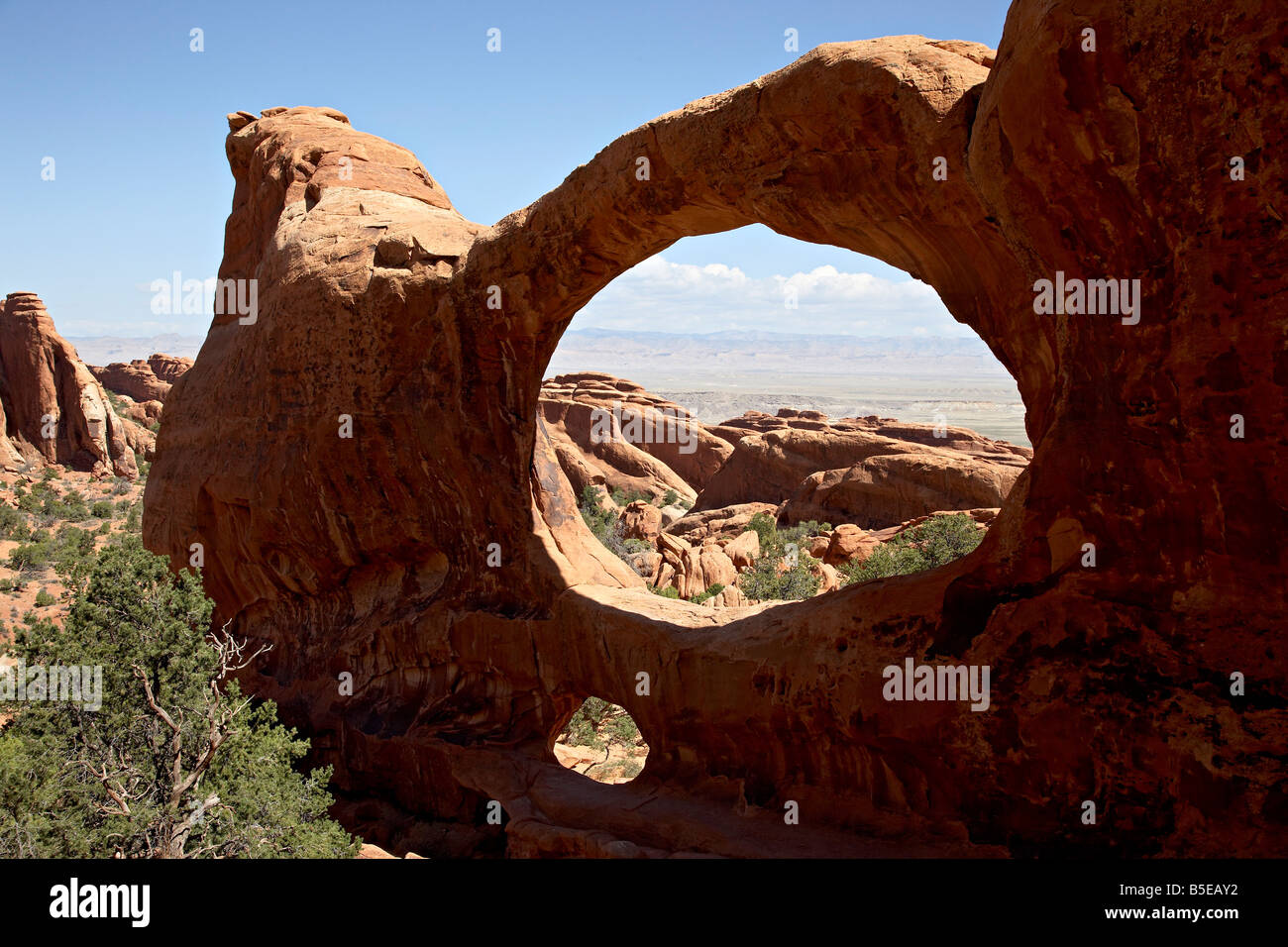 Double O Arch, Arches National Park, Utah, Stati Uniti d'America, America del Nord Foto Stock