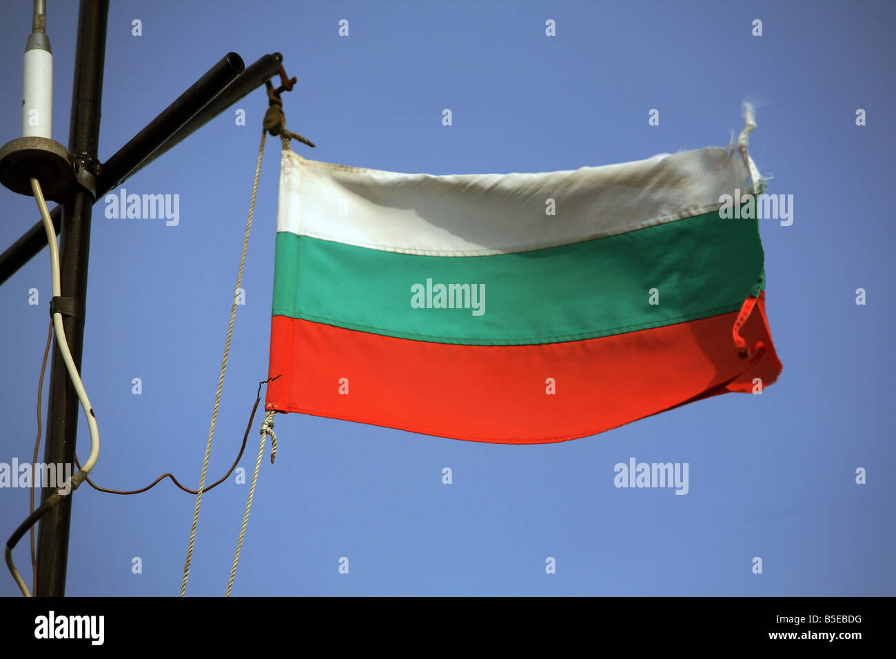 Bandiera bulgara nel vento Foto Stock