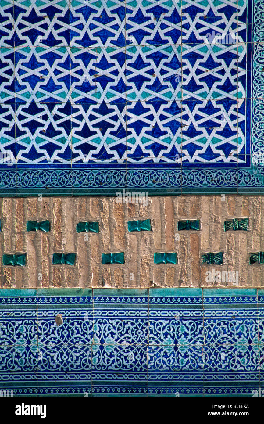 Dettaglio di ceramica, l'harem, Tash Khauli palace, Khiva, Uzbekistan in Asia centrale Foto Stock