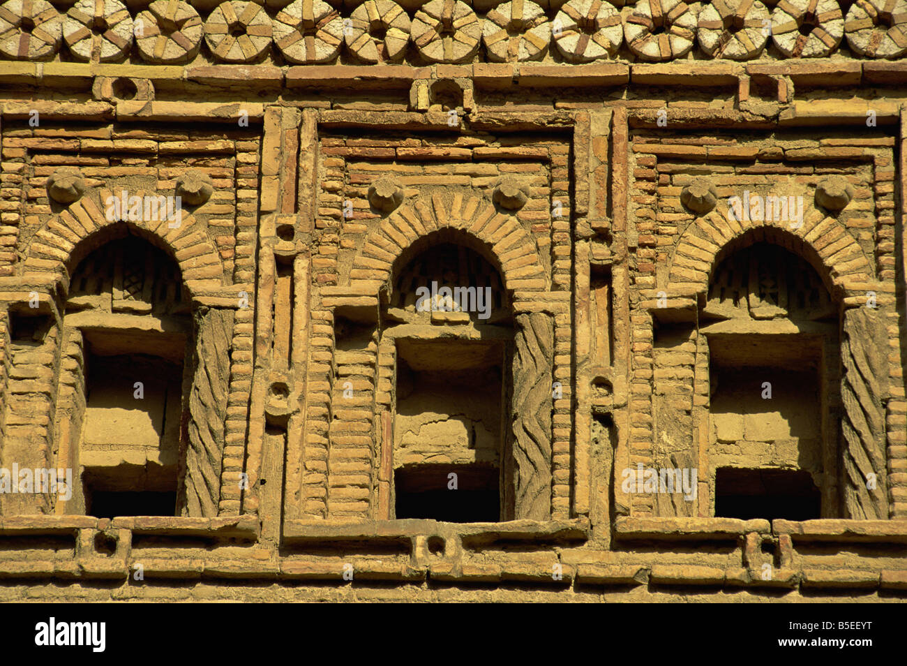 Dettaglio della parete, Mausoleo di Ismail Samani, Bukhara, Uzbekistan in Asia centrale Foto Stock