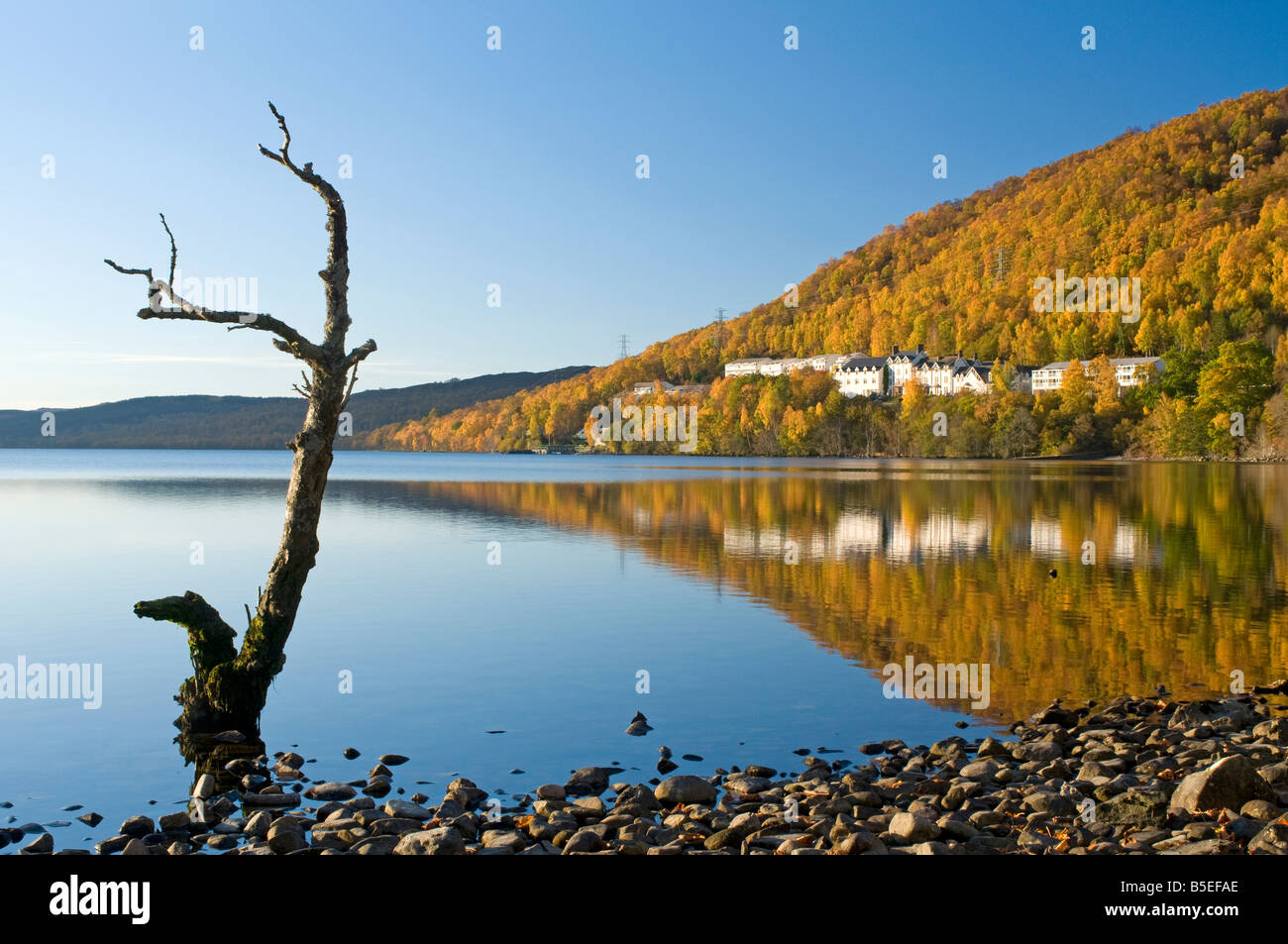 In autunno la tranquillità sul Loch Rannoch Perthshire Scozia UK SCO 1115 Foto Stock