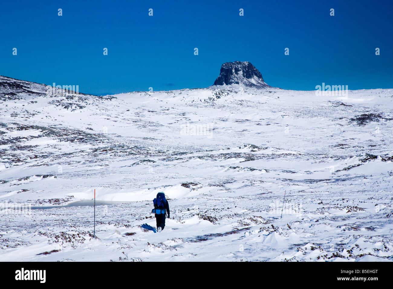 Australia Tasmania Cradle Mt lago St Clair Parco Nazionale di escursionisti a piedi verso il fienile Bluff sull'Overland Track Foto Stock