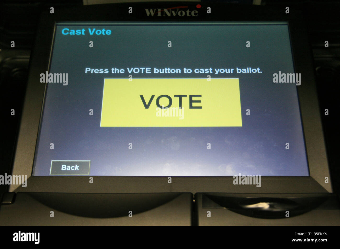Stati Uniti d'America 2008 elezioni presidenziali il voto elettronico macchina in Arlington, Virginia, Stati Uniti d'America Foto Stock