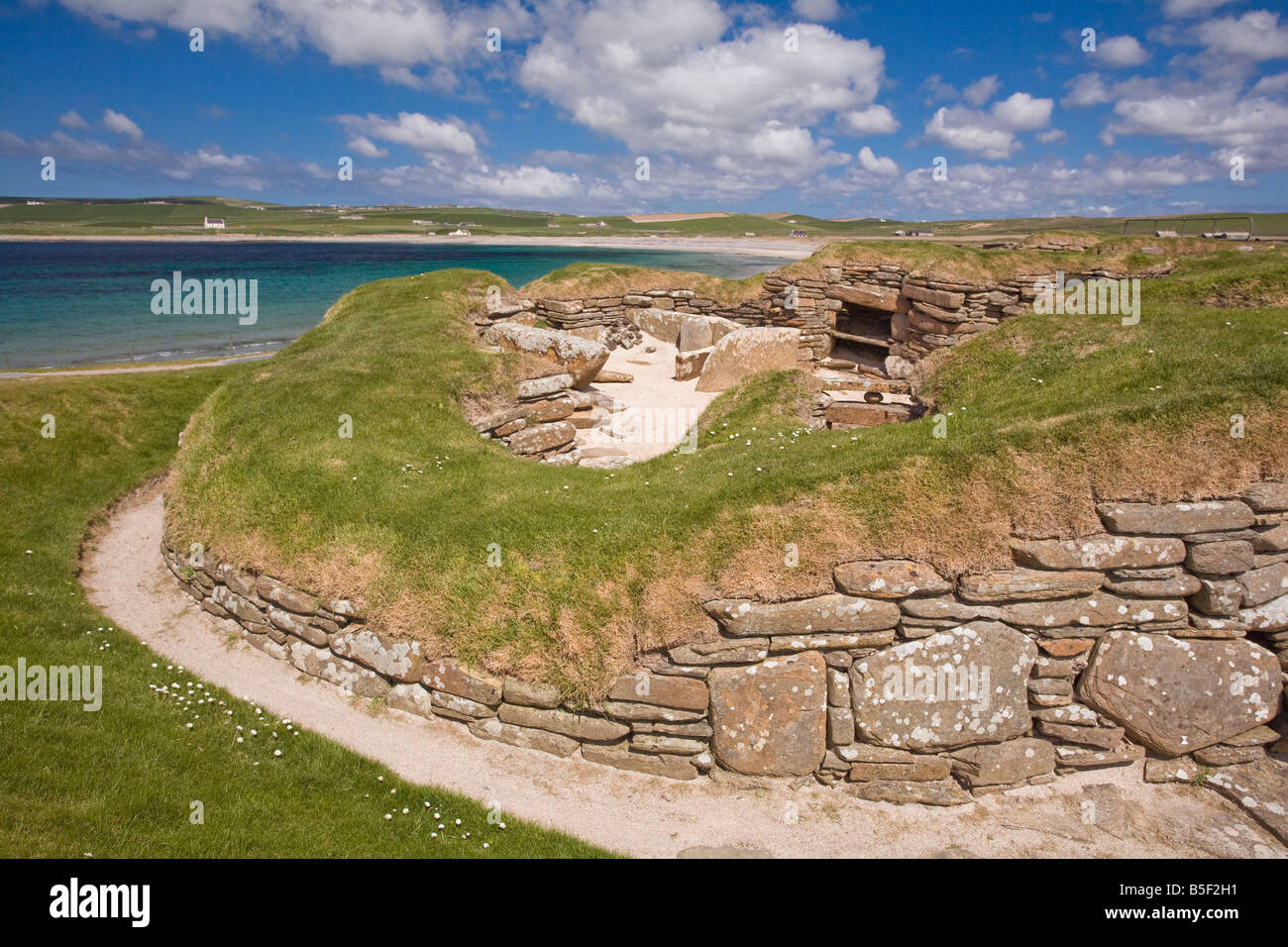 L'antica settelment di Skara Brae Orkney Islands Foto Stock