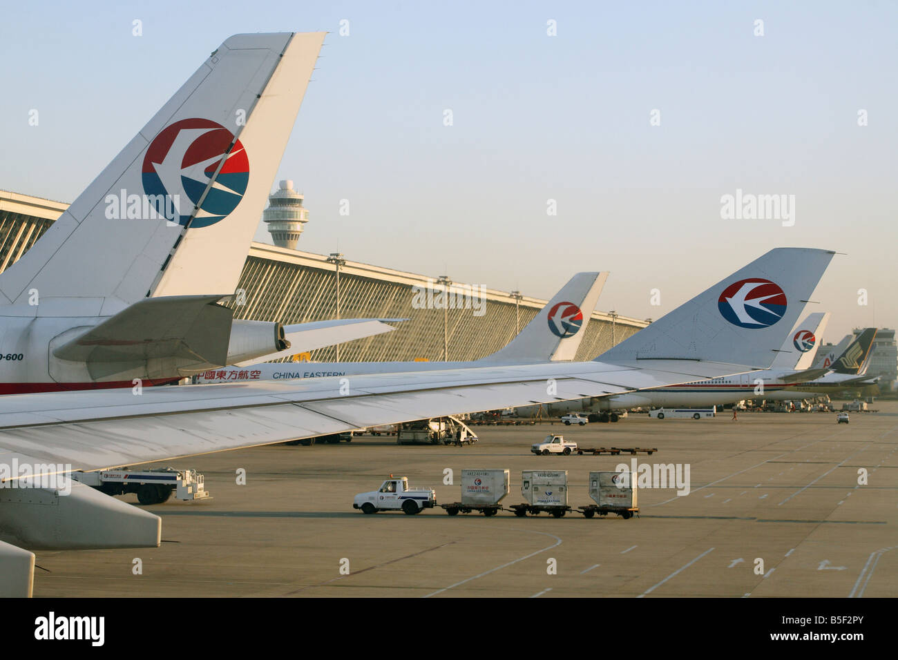 China Eastern aerei al'aeroporto Pudong, Shanghai, Cina Foto Stock