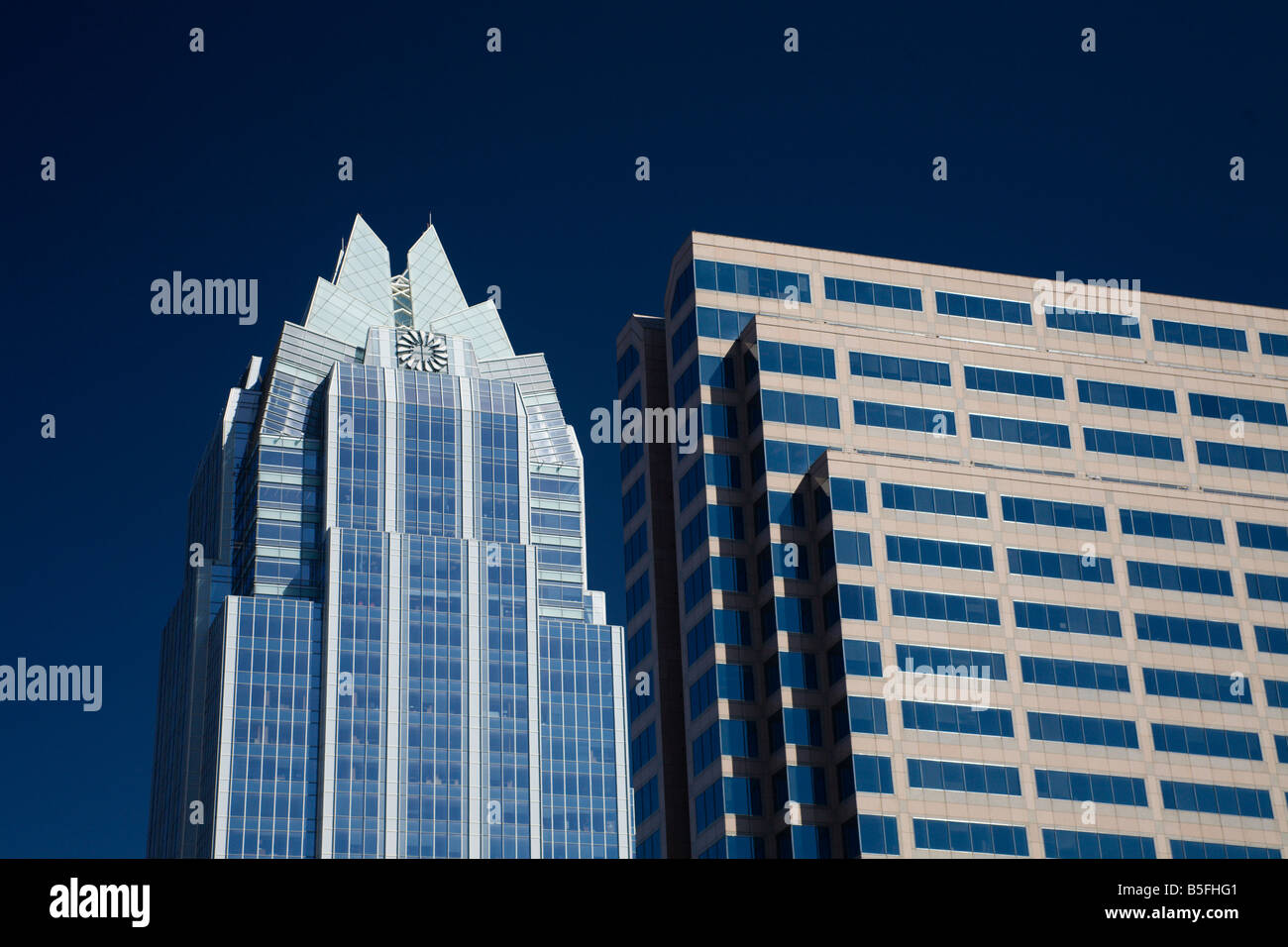 Frost bank building e un altro alto luogo di Austin in Texas Foto Stock