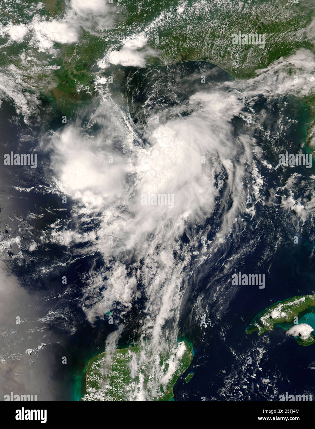 3 agosto 2008 - la tempesta tropicale Edouard nel Golfo del Messico alle 19:30 UTC. Foto Stock