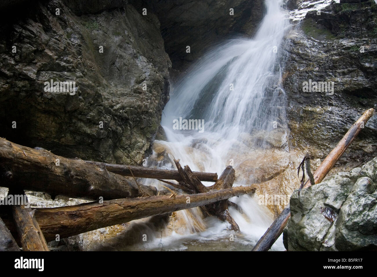 Wild cascata in 'Slovensky Raj' parco nazionale. Foto Stock