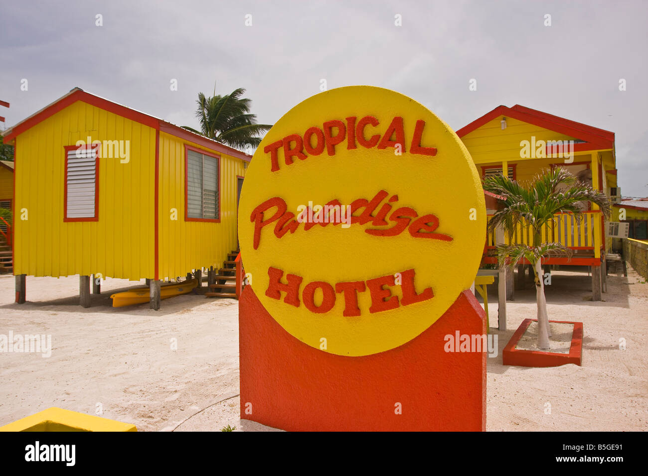 CAYE CAULKER BELIZE Tropical Paradise Hotel sulla spiaggia Foto Stock