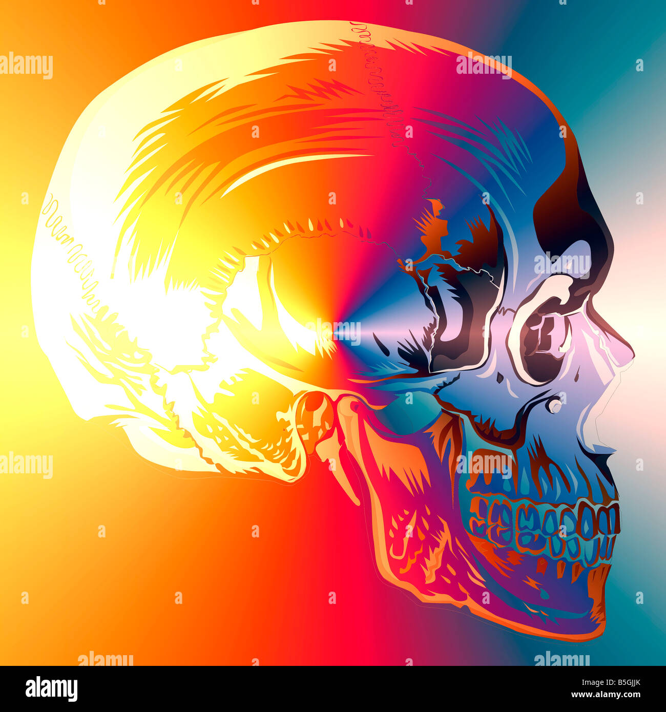 Calcolatore astratto immagine generata del teschio umano Foto Stock