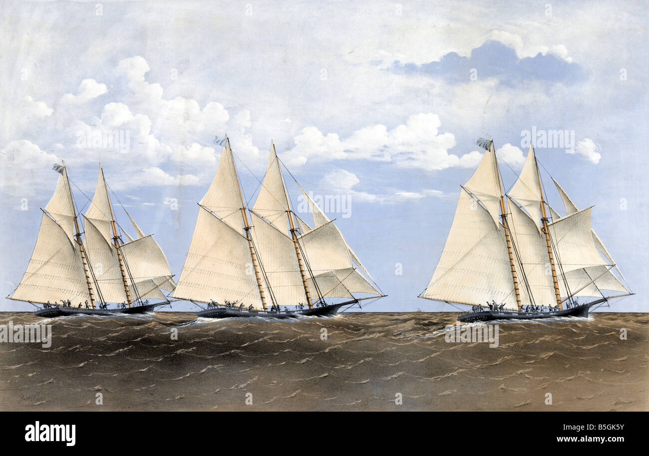 Yacht Race di 1866 la vittoria dell'Henrietta oltre fleetwing e vesta. Foto Stock