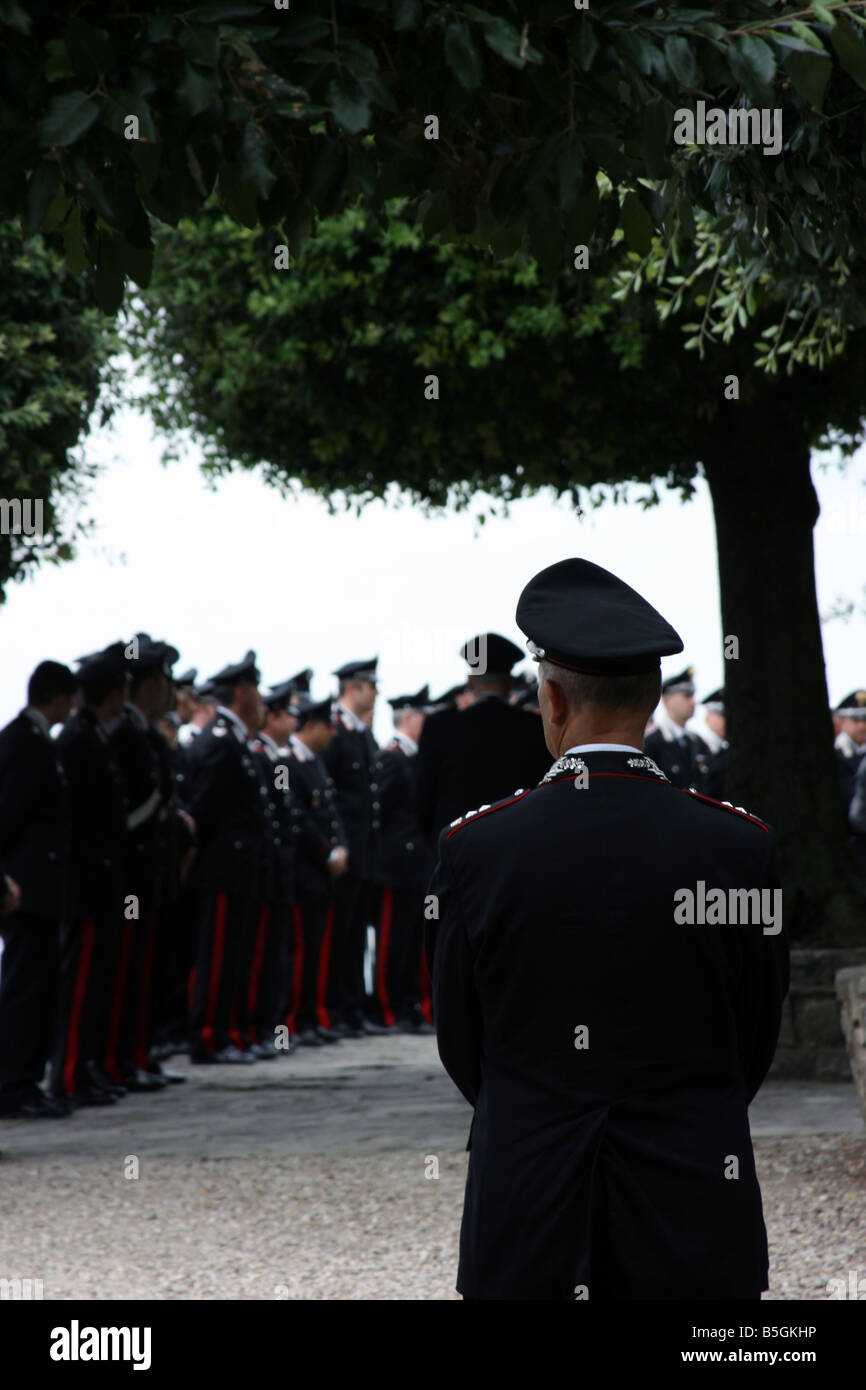 Corona-posa cerimonia dell Arma dei Carabinieri, Fiesole, Italia Foto Stock