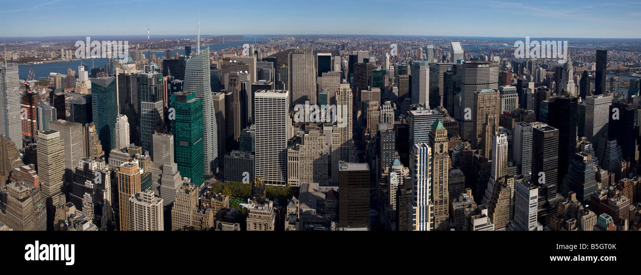 Giorno vista panoramica della città di midtown dal Rockfeller Center,new york,Stati Uniti d'America. Foto Stock