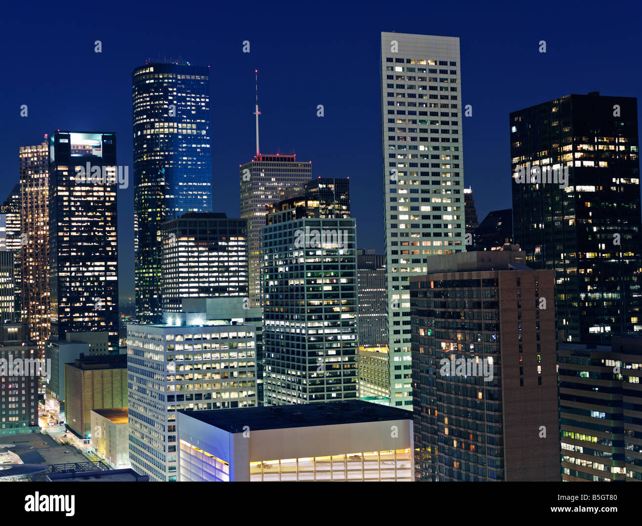 USA Texas Houston skyline all'alba Foto Stock