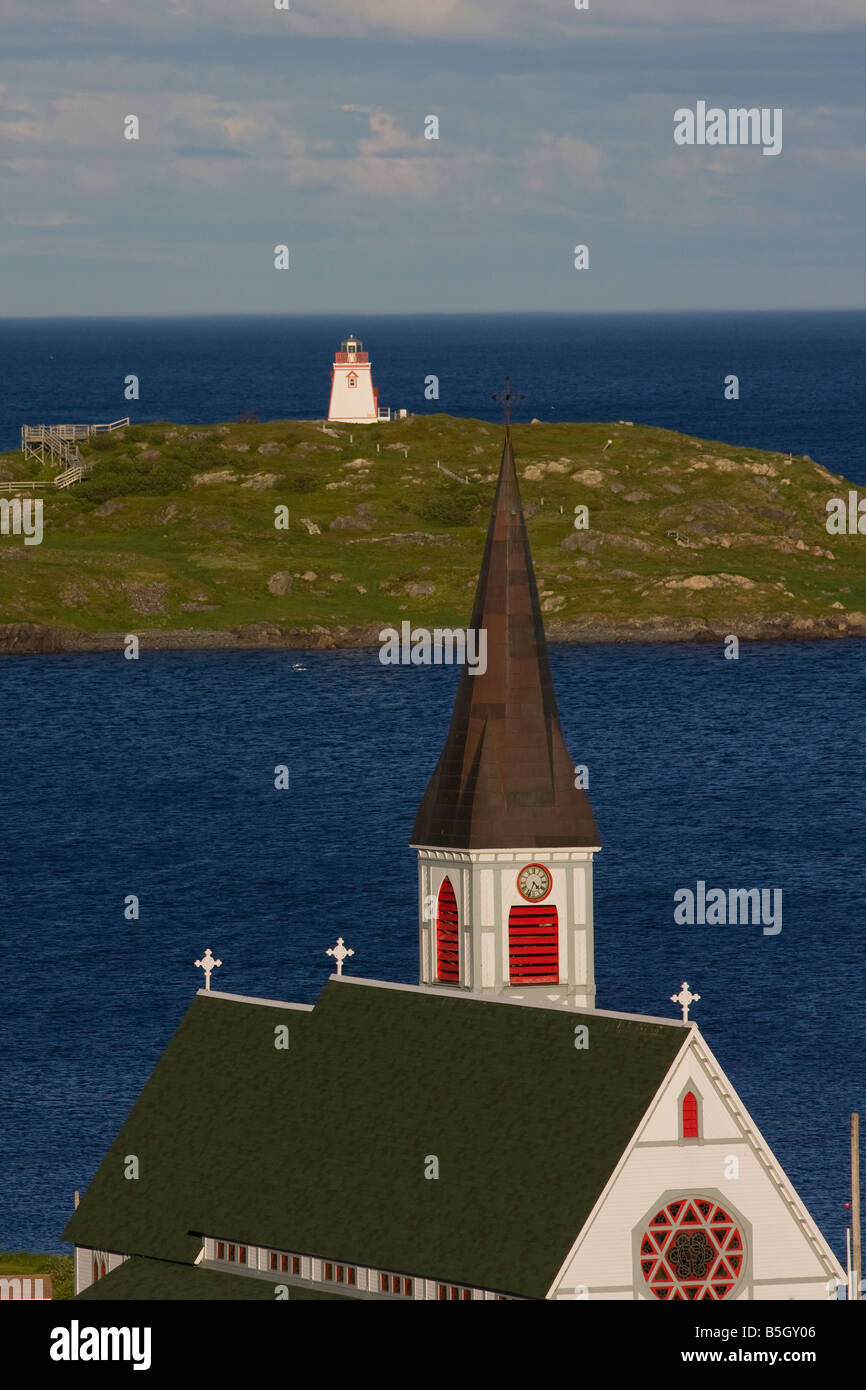 St Paul s della chiesa anglicana e Trinità faro del porto di Trinità Terranova e Labrador Canada Foto Stock