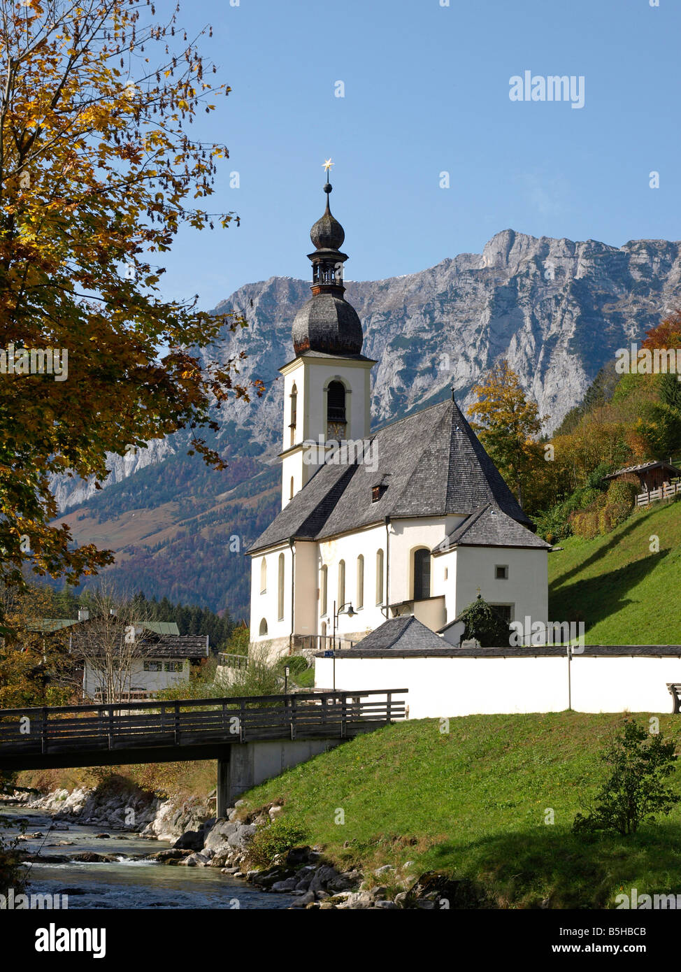 Ramsauer Kirche bei Berchtesgaden, Chiesa di Ramsau Alpi bavaresi Foto Stock