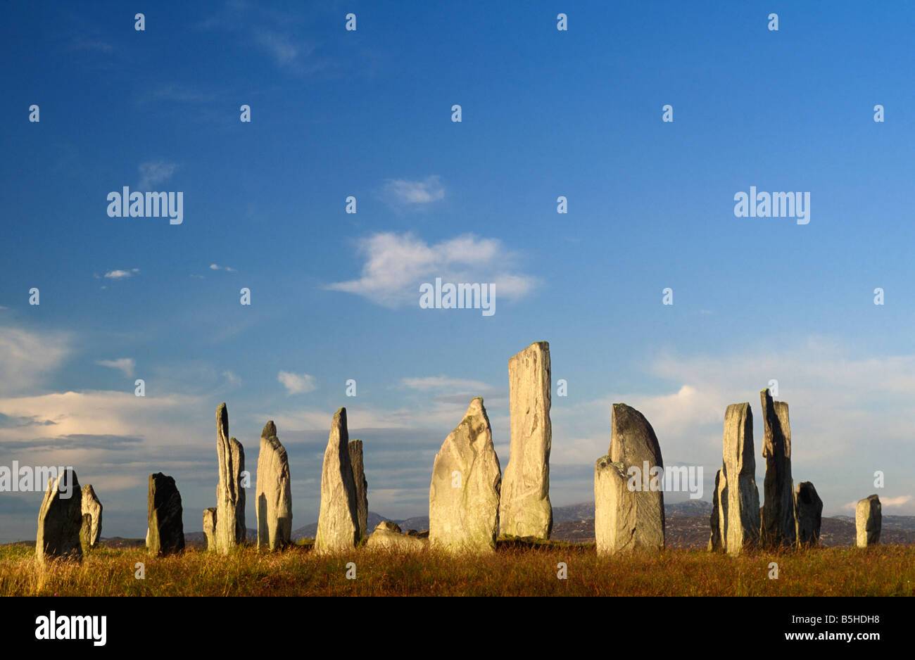 Il Callanish Standing pietre, nei pressi di Callanish, isola di Lewis, Western Isles, Scotland, Regno Unito. Foto Stock