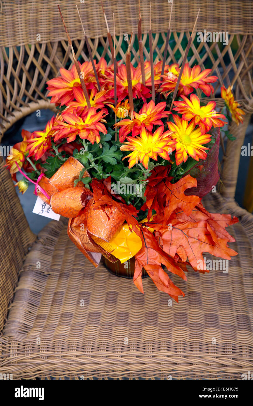 Mazzo di fiori come decorazione per la celebrazione di Ringraziamento in America del Nord Foto Stock