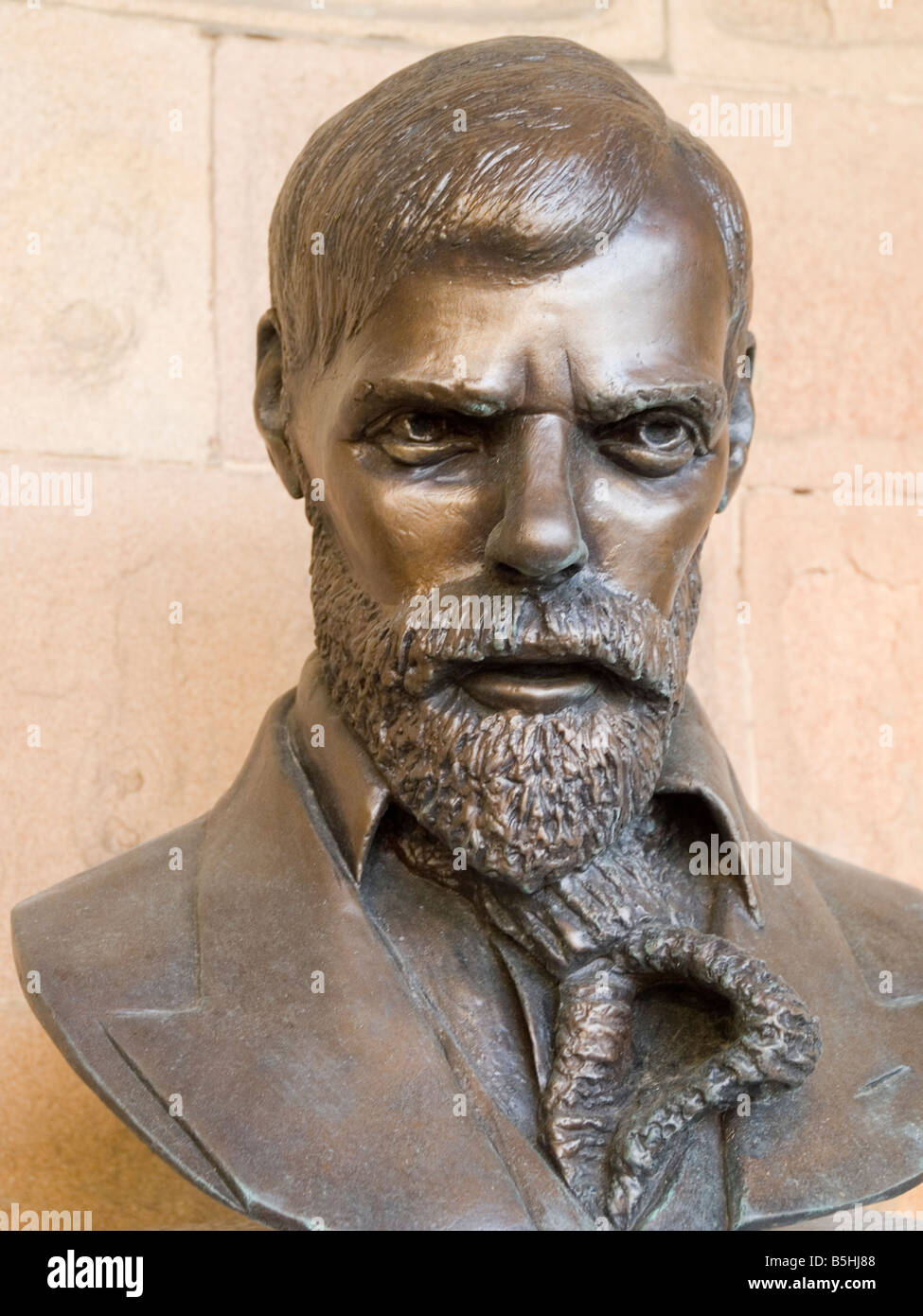 Busto in bronzo di DH Lawrence (1885-1930) al castello di NOTTINGHAM, NOTTINGHAMSHIRE REGNO UNITO Inghilterra Foto Stock