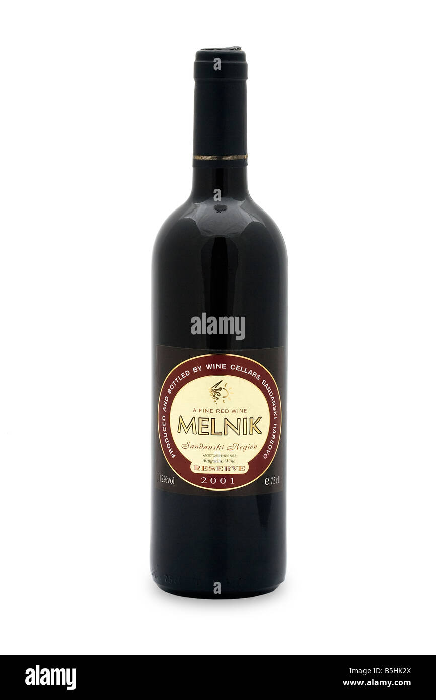 Melnik vino rosso secco sandanski regione riserva bulgaria haskovo 2001 Foto Stock