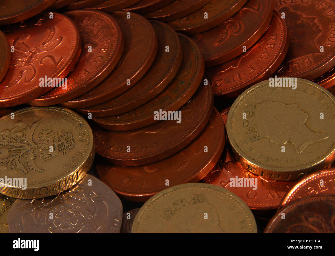Monete in inglese - il denaro Foto Stock