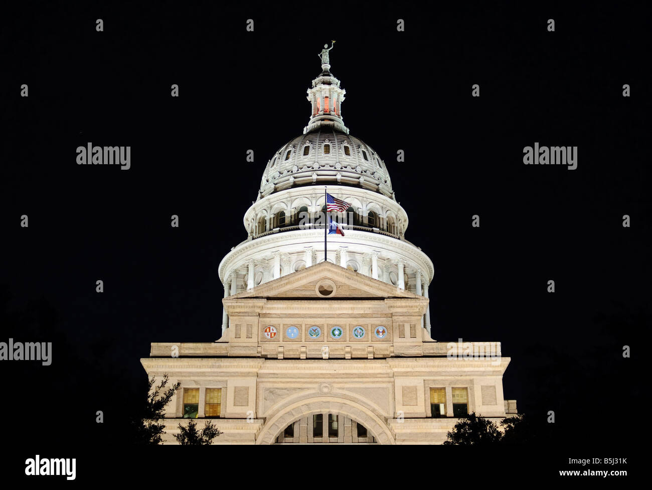 Texas State Capitol di Austin di notte Foto Stock