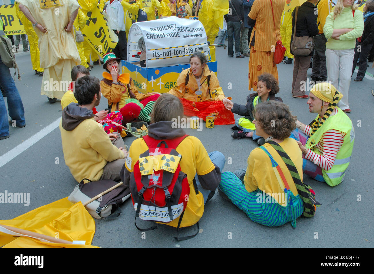Manifestazione a Rennes in Francia contro l'EPR energia nucleare Foto Stock
