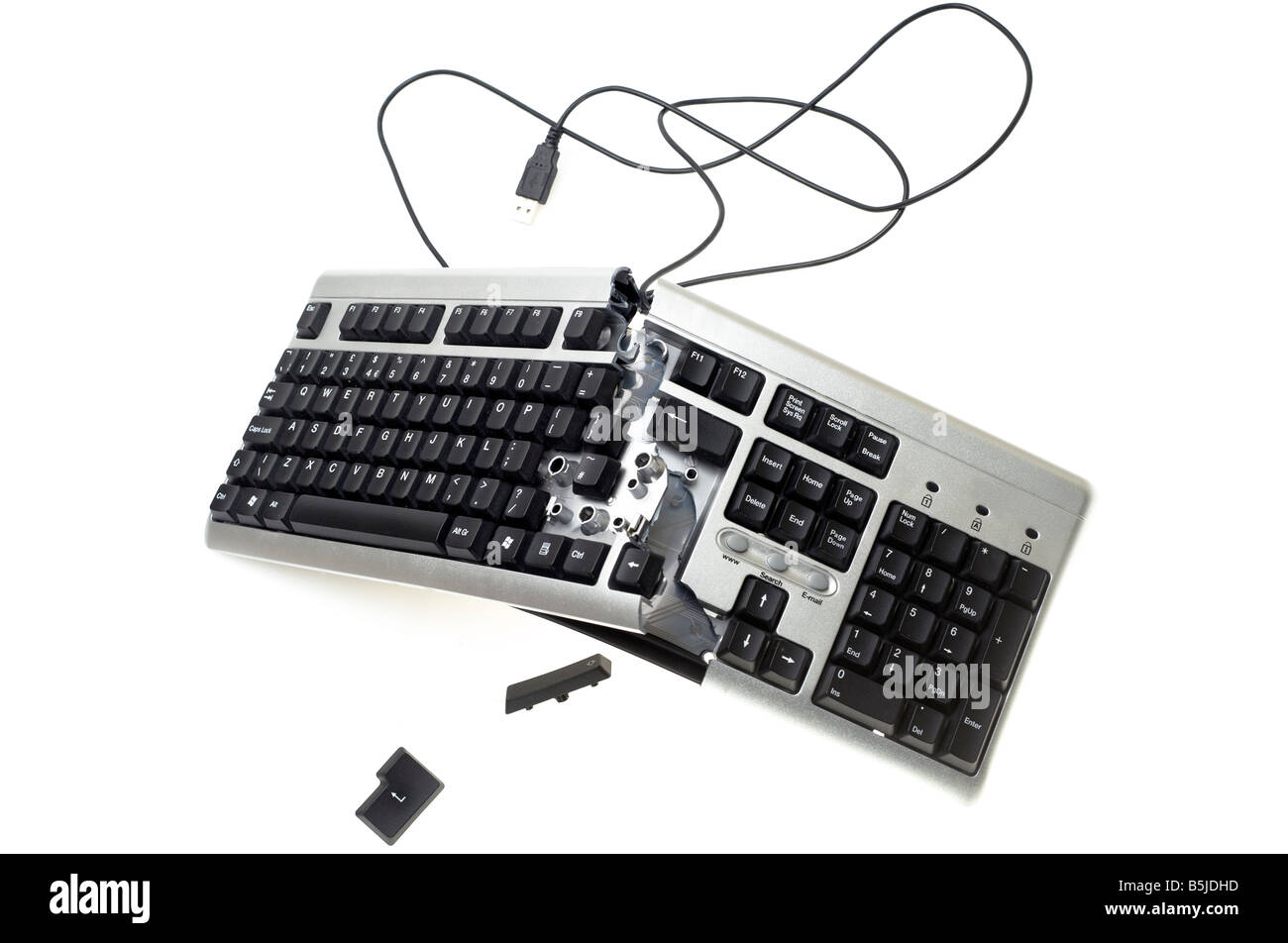 Rotto la tastiera del computer Foto Stock