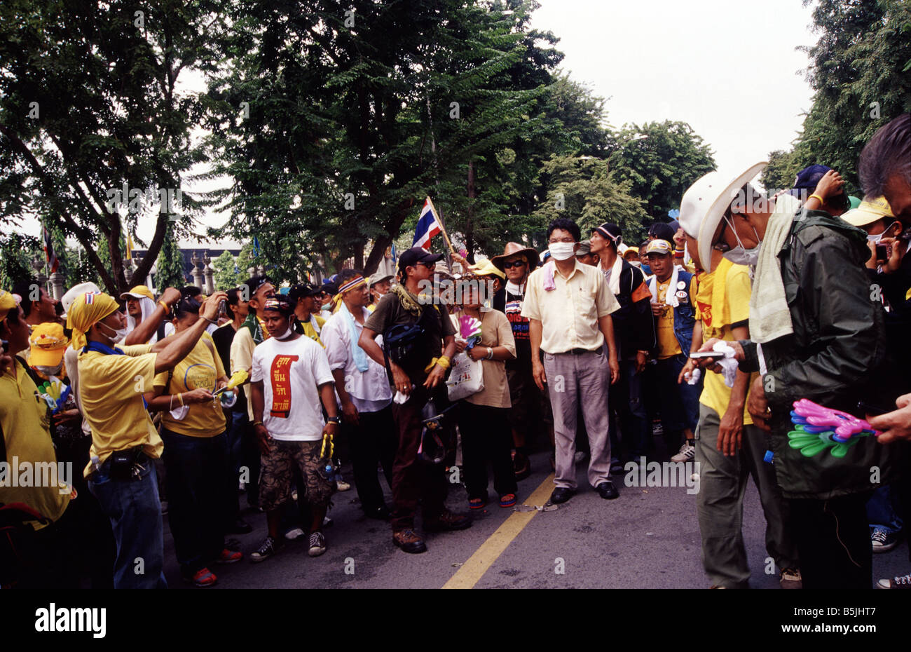 Thai anti-government protester ( PAD ) , Bangkok Foto Stock