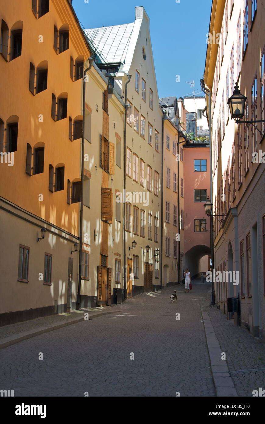 Vecchie case ware Bredgrand o Wide Alley Gamla Stan Stoccolma Svezia Foto Stock