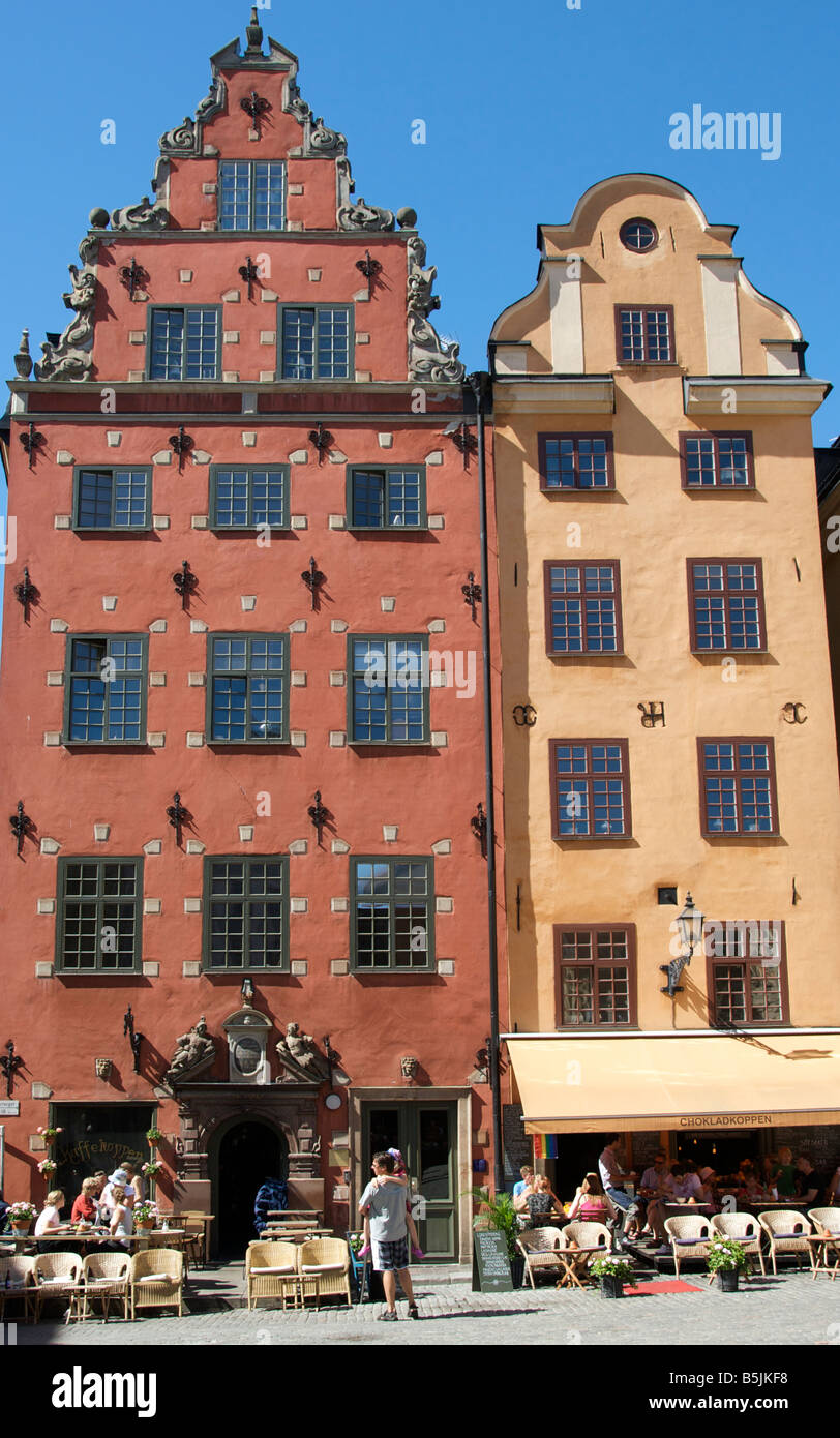 Case e ristoranti Stortorget Gamla Stan Stoccolma Svezia Foto Stock