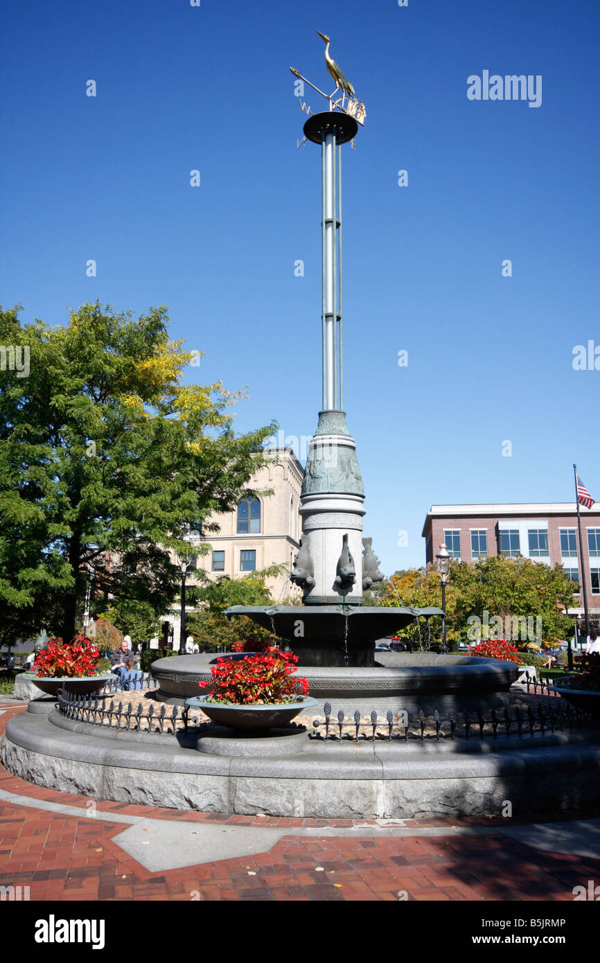 La fontana al City Square Park in Charlestown, Boston, Massachusetts Foto Stock