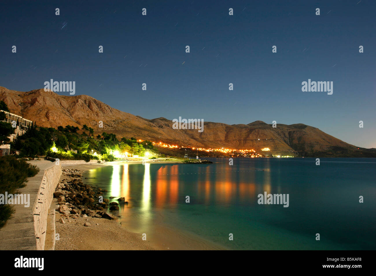 Night Shot della Croazia costa meridionale Foto Stock