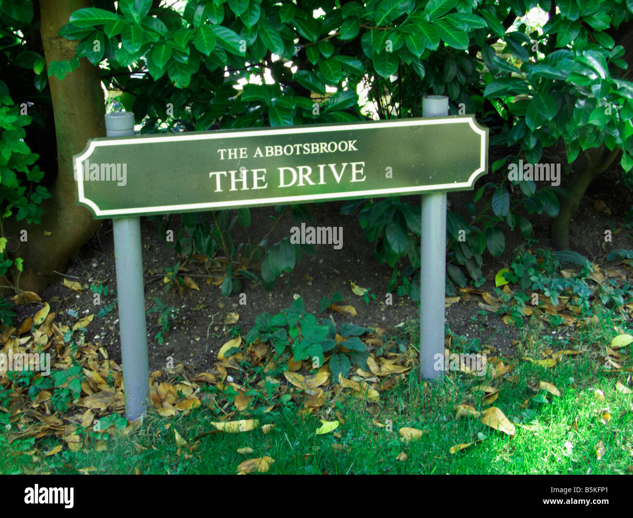 Strada segno sulla Abbotsbrook Estate a Bourne End, Buckinghamshire Foto Stock