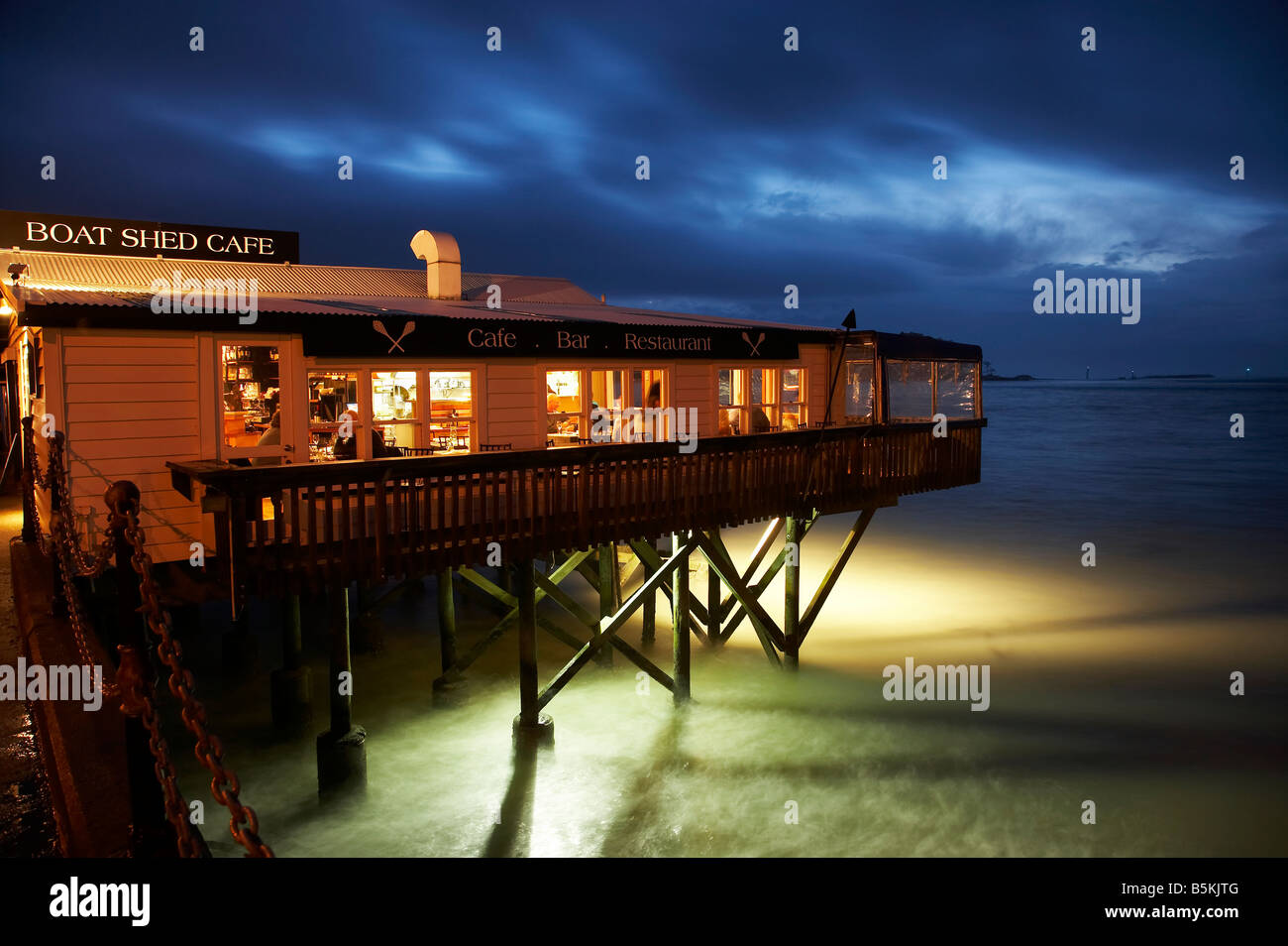 La barca capannone ristorante Nelson Isola del Sud della Nuova Zelanda Foto Stock