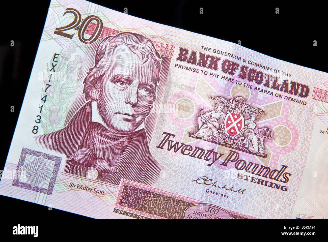 Bank of Scotland £20 pound nota (anteriore) Foto Stock