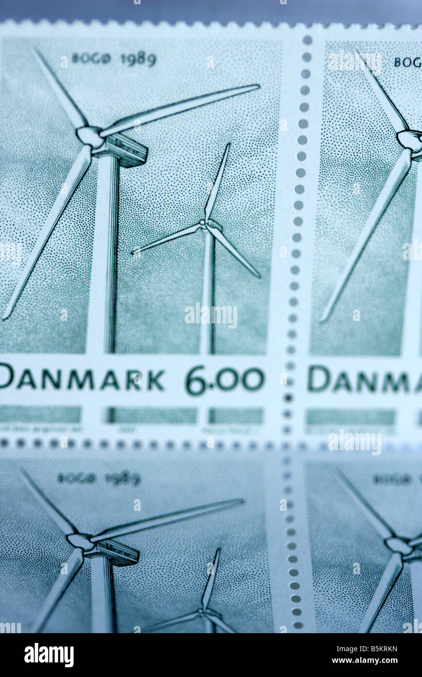 Mulini a vento danese di timbri Foto Stock
