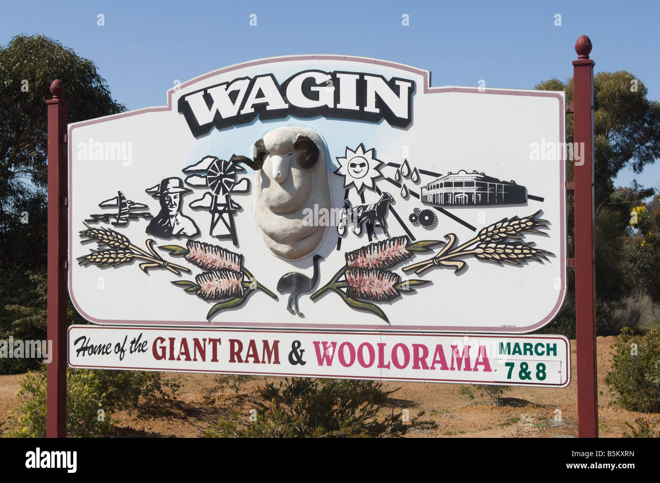 Ingresso Wagin sign in città Western Australia Settembre Foto Stock