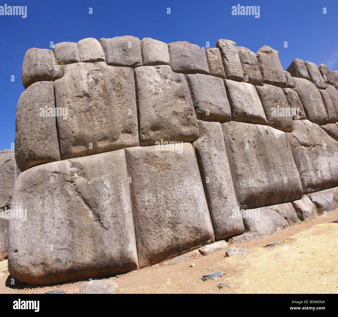 Grandi pietre in fortezza Inca pareti Sacsayhuaman Cusco Peru Sud America Foto Stock