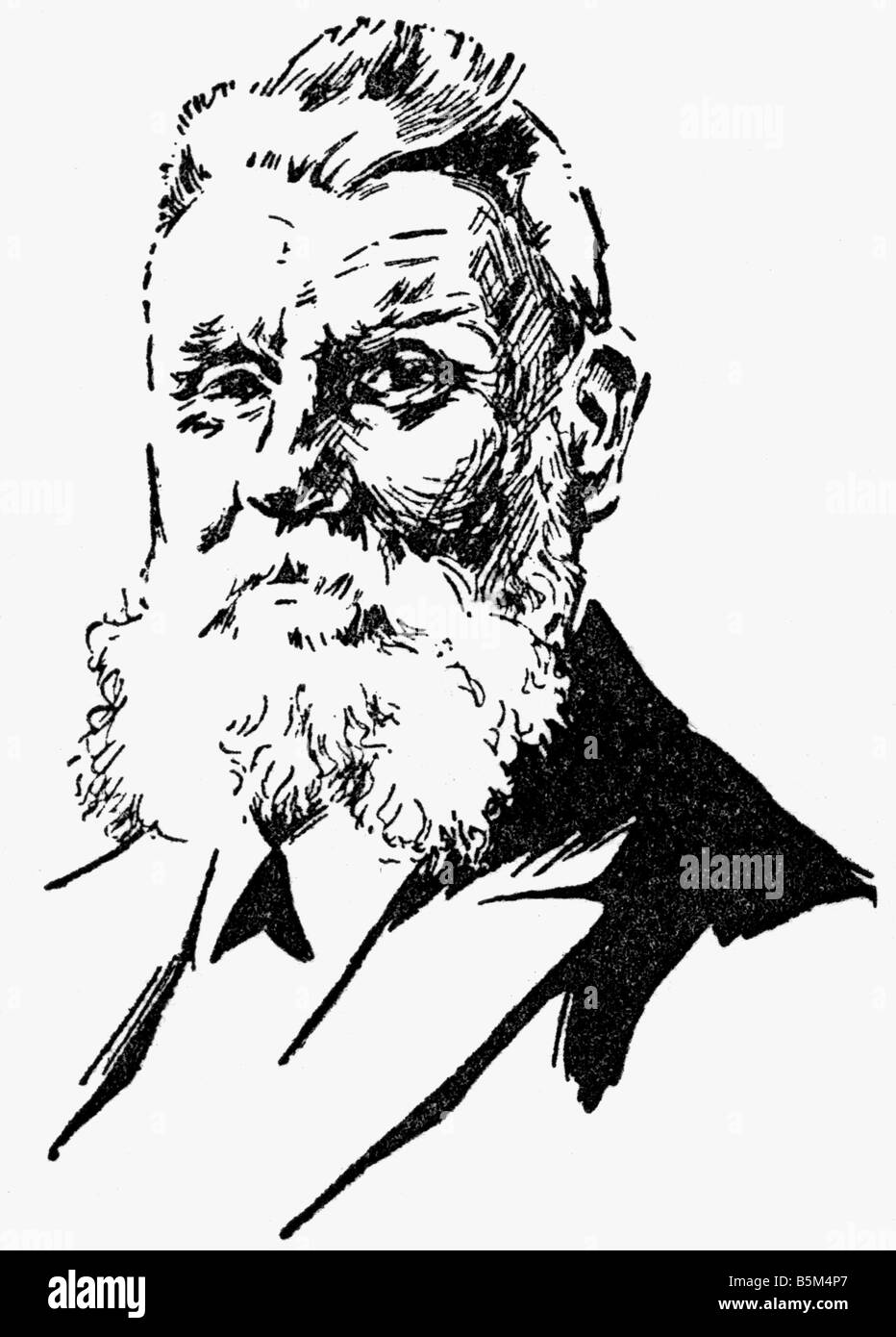 Henkel, Fritz, 20.3.1848 - 1.3.1930, uomo d'affari tedesco, ritratto, disegno d'inchiostro, Foto Stock