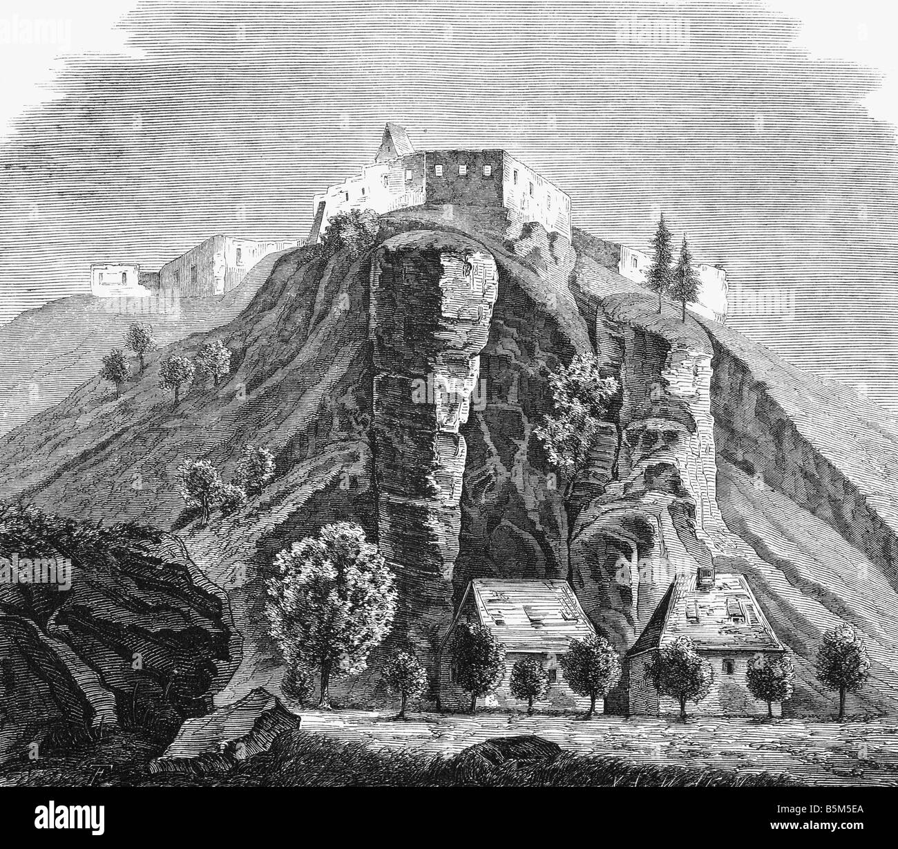 Architettura, castelli, Germania, Baviera, Castello di Pfaffenhofen Neat Kastl, vista esterna, incisione in legno, 1848, Foto Stock